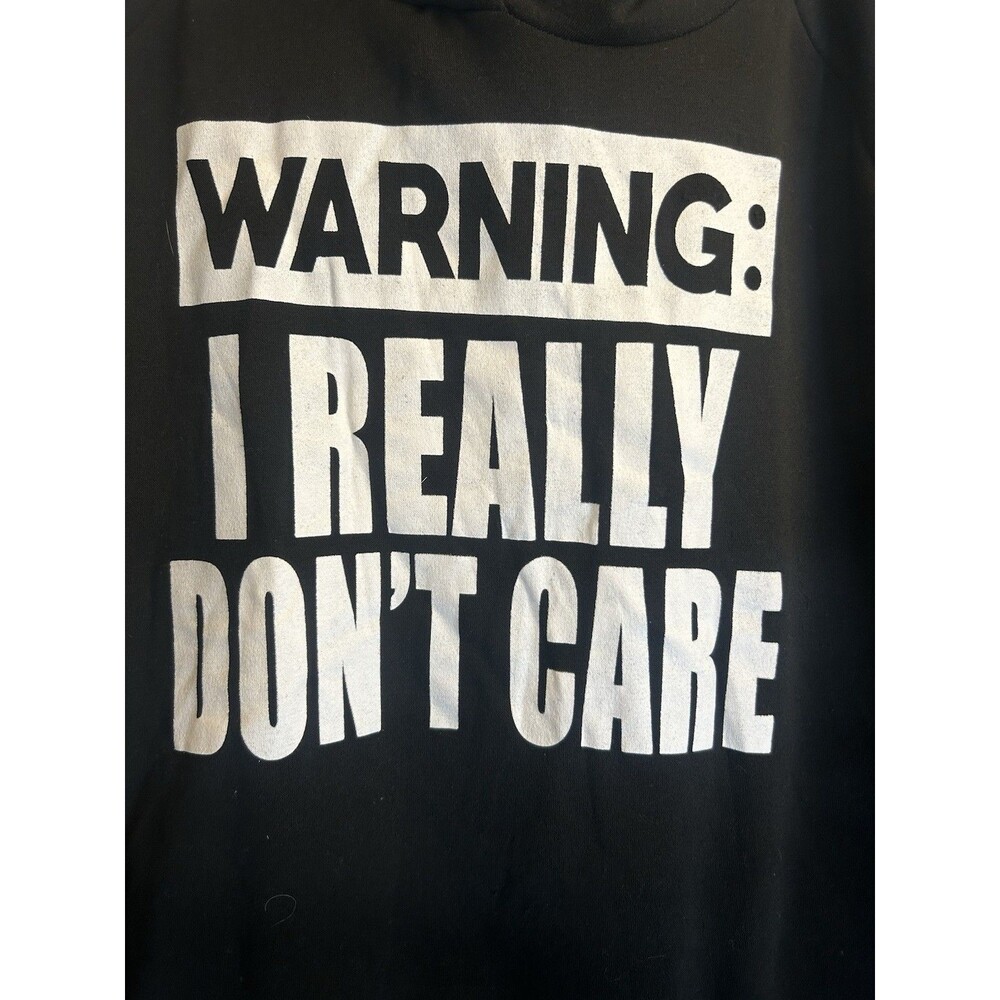 Bobbie Brooks 1X Warning I Really Don’t Care Sherpa Hoodie Black Plus Size Plush - Picture 8 of 16